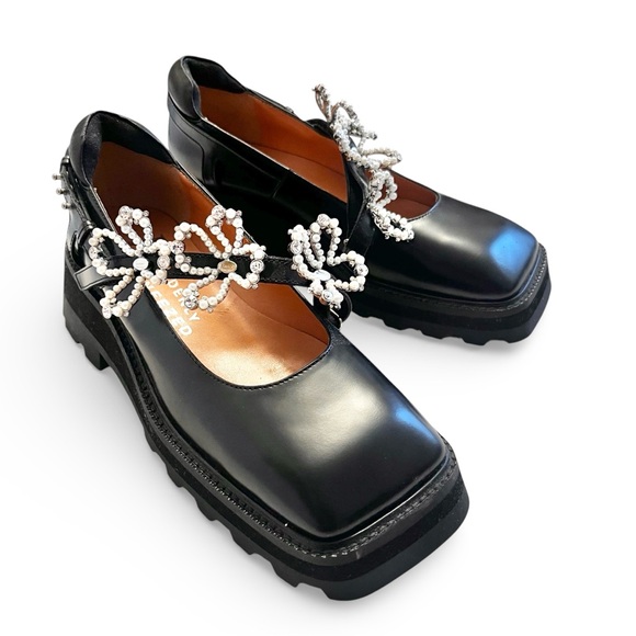 I Suddenly Sneezed Shoes - NWOB I Suddenly Sneezed Black Leather Platform Crystal Embellished Maryjanes 6